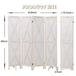 ECOMEX 4 Panel Wood Room Divider, Folding Room Divider Privacy Screens, Freestanding Partition Room Divider Screen Partial Partition for Bedroom, Office, Study