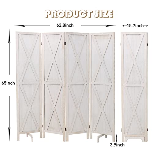 ECOMEX 4 Panel Wood Room Divider, Folding Room Divider Privacy Screens, Freestanding Partition Room Divider Screen Partial Partition for Bedroom, Office, Study