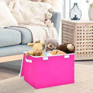 WELLDAY Plain Deep Pink Solid Color Storage Baskets Foldable Cube Storage Bin with Lids and Handle, 16.5x12.6x11.8 In Storage Boxes for Toys, Shelves, Closet, Bedroom, Nursery