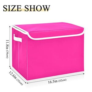 WELLDAY Plain Deep Pink Solid Color Storage Baskets Foldable Cube Storage Bin with Lids and Handle, 16.5x12.6x11.8 In Storage Boxes for Toys, Shelves, Closet, Bedroom, Nursery