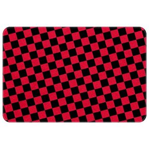 area rug with non slip backing rugs for living room, bedroom, bathroom, kitchen, home decor, floor decoration carpet mat, checkerboard red black modern