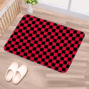 Area Rug with Non Slip Backing Rugs for Living Room, Bedroom, Bathroom, Kitchen, Home Decor, Floor Decoration Carpet Mat, Checkerboard Red Black Modern