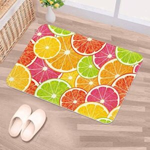 Washable Rug, Indoor or Outdoor Rugs Door Mats Carpet for Front Porch, Kitchen, Farmhouse, Entryway, Lemon Orange Grapefruit Fruit