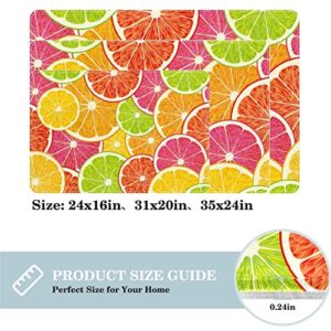 Washable Rug, Indoor or Outdoor Rugs Door Mats Carpet for Front Porch, Kitchen, Farmhouse, Entryway, Lemon Orange Grapefruit Fruit