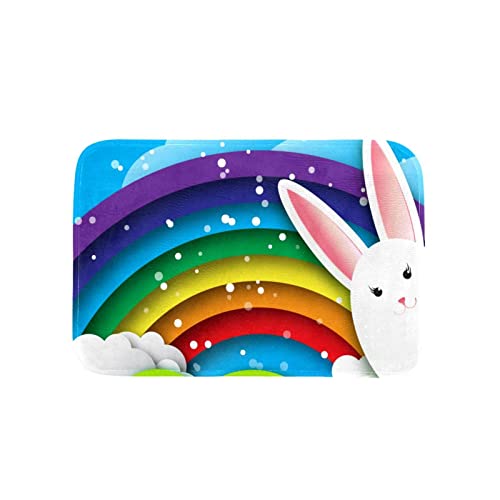 Rugs for Living Room, Bedroom Rug, Hallway Entry Carpet, Easter Bunny Rainbow