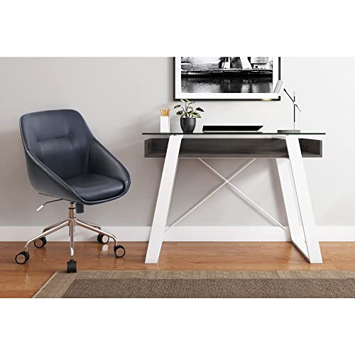 Elle Décor Lara 42"W Writing Desk, Cool Gray/Snow White