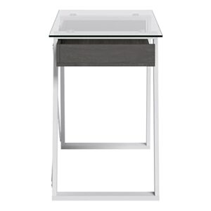 Elle Décor Lara 42"W Writing Desk, Cool Gray/Snow White