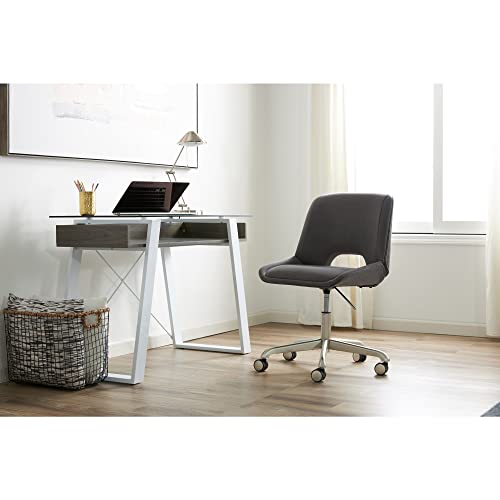 Elle Décor Lara 42"W Writing Desk, Cool Gray/Snow White