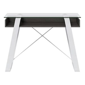 Elle Décor Lara 42"W Writing Desk, Cool Gray/Snow White