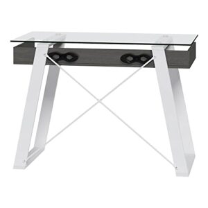 Elle Décor Lara 42"W Writing Desk, Cool Gray/Snow White