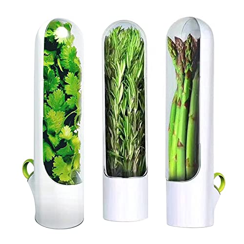 LIANGLIDE Fresh Herb Keeper,Herb Saver for Refrigerator,Herb Saver Pod,Vegetable Preservation Bottle,Keep Fresh Cup for Cilantro,Mint,Parsley,Asparagus,Keeps Greens Fresh for 2-3 Weeks