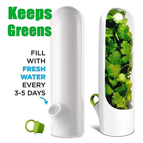 LIANGLIDE Fresh Herb Keeper,Herb Saver for Refrigerator,Herb Saver Pod,Vegetable Preservation Bottle,Keep Fresh Cup for Cilantro,Mint,Parsley,Asparagus,Keeps Greens Fresh for 2-3 Weeks