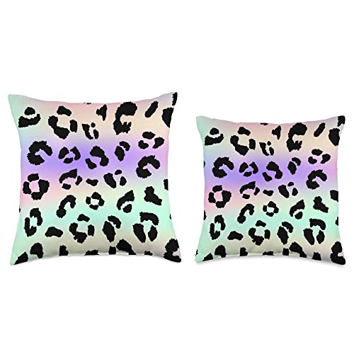 AestheticArts Rainbow Leopard Cheetah Print Retro Preppy Aesthetic Throw Pillow, 18x18, Multicolor