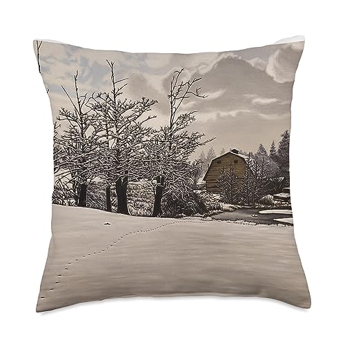 Art by Anjenette Snowy Footprints Throw Pillow, 18x18, Multicolor