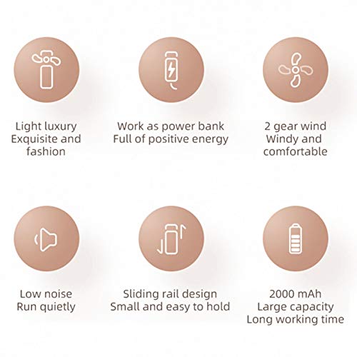 Portable Fan, Low Noise 2000mAh Battery USB Fan Multi‑Function Electric Fan, for Traveling Indoor Outdoor Home