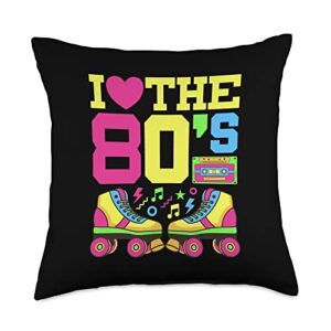 80's themed clothes & outfits for women girls kids heart 80s 1980s fashion theme party outfit eighties costume throw pillow, 18x18, multicolor