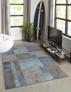 rugs.com equinox collection rug – 7' x 10' blue gray low rug perfect for bedrooms, dining rooms, living rooms