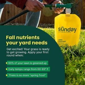 Sunday Lawn Kickstart Fertilizer, 42.3oz for Lawn Improvement - Includes Universal Sprayer Attachment - Covers Up to 5,000 Sq Ft - Easy Application in 15 Minutes or Less - Boost Your Lawn's Health Today!