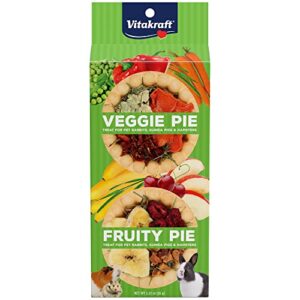 vitakraft veggie & fruity pie treat for pet rabbits, guinea pigs, and hamsters, 2 pies,brown,24" x 50"