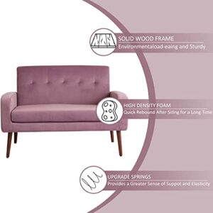 Sepnine 50" Modern Linen/Velvet Fabric Loveseat Sofa,Office Couch for Small Space, Living Room Soft Futon,Small Love Seats Couch for Bedroom (Velvet-DarkPink)