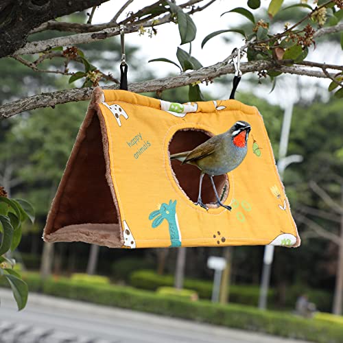 2 Pcs Winter Bird Nest House, Hanging Hammock, Plush Fluffy Shed Hut, Soft Fleece Sleeping Bird Bed for Birds Parrot Parakeet Cockatiels Budgies Hideaway Tent Accessories Toys, 9.8 x 5.5 x 5.9 Inch