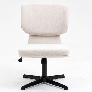 x-volsport swivel chair small office chair armless for living room home office desk chair no wheels linen fabric padded height adjustable computer chair vanity chairs beige