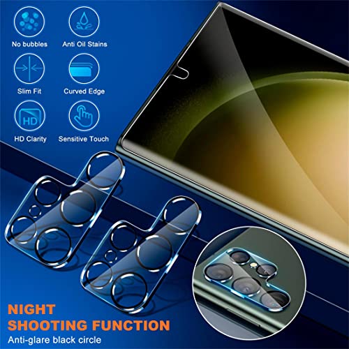 [3+3 Pack] for Samsung Galaxy S23 Ultra Screen Protector [Not Glass], 3 Pack Self-Healing TPU Film Accessories with 3 Pack Tempered Glass Camera Lens Screen Protector for Samsung S23 Ultra 5G