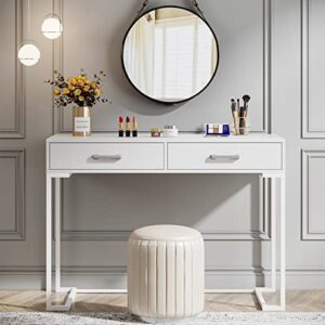 Tribesigns Vanity Desk with 2 Drawers, White Small Makeup Vanity, Modern Vanity Table Dressing Desk for Women Girls Gifts (Without Mirror),39" W