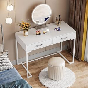 Tribesigns Vanity Desk with 2 Drawers, White Small Makeup Vanity, Modern Vanity Table Dressing Desk for Women Girls Gifts (Without Mirror),39" W