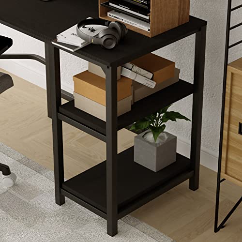 TinyTimes 54.3" L-Shaped Computer Desk, Corner Desk, Computer Desk, for Home Office Writing Study Workstation Industrial Style PC Laptop Table Gaming Desk Save Space Easy Assembly -Black