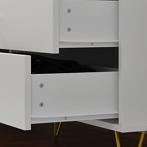 FAMAPY Chest of Drawers 8-Drawer Dresser, Wide Storage, Metal Handles and Legs, Wood Dresser for Bedroom White (55.1”W x 15.7”D x 31.5”H)