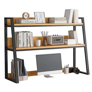 qqxx wood desktop bookshelf for computer desk,2-tier hutch bookcase organizer,multipurpose countertop storage hutch display rack for home office furniture(115x32x90cm(45x13x35inch), black)