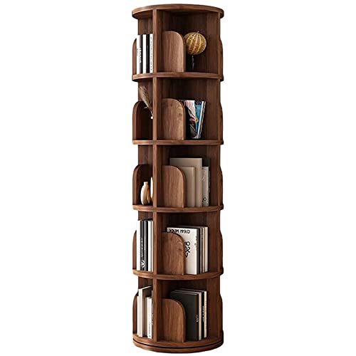 QQXX Solid Wood Rotating Bookcase,Round Rotating Bookshelf 360 Display,Floor Standing Bookcase for Kids & Adults,Corner Shelf Bookshelf Book Organizer for Study Room Living Room Classroom & Bedroom