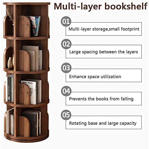 QQXX Solid Wood Rotating Bookcase,Round Rotating Bookshelf 360 Display,Floor Standing Bookcase for Kids & Adults,Corner Shelf Bookshelf Book Organizer for Study Room Living Room Classroom & Bedroom