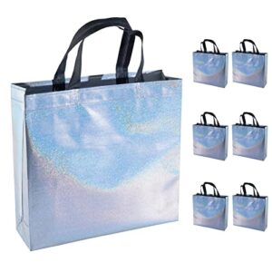 tendwarm 6 pcs gift bags iridescent reusable large gift bag with handles for party wedding
