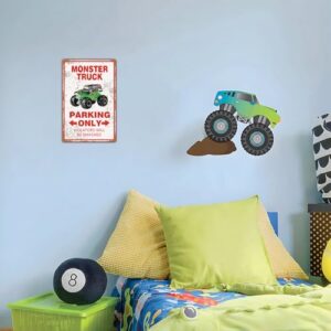 Monster Truck Parking Only Sign Boy's Room Decor Bedroom Accessories Birthday Party Decorations 12 x 8 Inch (957)