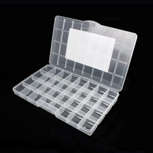 32 Grids Clear Plastic Organizer Box, Craft Storage Container for Beads Organizer, Art DIY, Crafts Jewelry Storage, Fishing Tackles, Rock Collection, 2 Pack