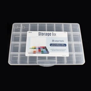 32 Grids Clear Plastic Organizer Box, Craft Storage Container for Beads Organizer, Art DIY, Crafts Jewelry Storage, Fishing Tackles, Rock Collection, 2 Pack