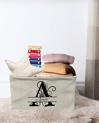 Personalized Gift for Women/Men, Customs Basket with Name Storage Bins for Organizing Shelves, Letter A Collapsible Custom Storage Boxes with Handle, Monogram Words Customized Closet Organizers