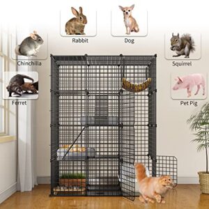 YITAHOME Large Cat Cage Indoor Enclosure Metal Wire 4-Tier Kennels DIY Cat Playpen Catio with Large Hammock for 1-3 Cats