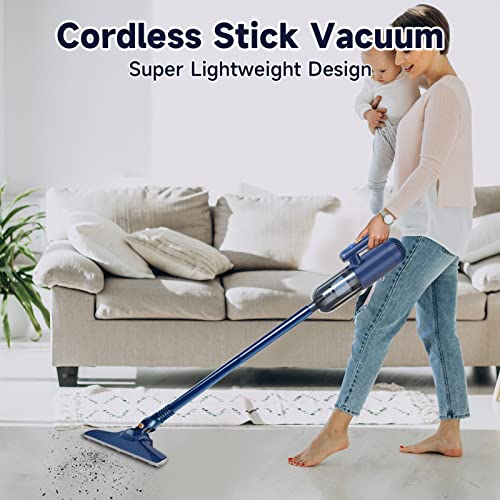 Cordless Vacuum Cleaner, Electric Stick Vacuum Broom with Rechargeable Battery, Lightweight Vaccumm-Cordless Handheld Vacuum Cleaner for Hardwood Floor Pet Hair Home Cleaning