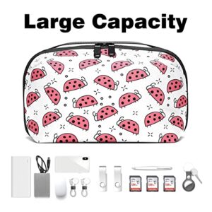 Travel Cord Organizer, Tech Organizer, Electronics Organizer, Cable Organizer Bag, Cartoon Animal Polka Dot