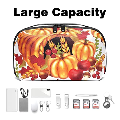 Travel Cord Organizer, Tech Organizer, Electronics Organizer, Cable Organizer Bag, Thanksgiving Pumpkin Fall