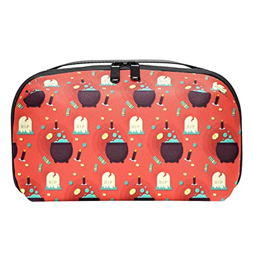 Travel Cord Organizer, Tech Organizer, Electronics Organizer, Cable Organizer Bag, Halloween Cartoon Red