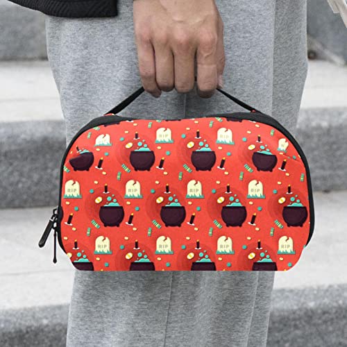 Travel Cord Organizer, Tech Organizer, Electronics Organizer, Cable Organizer Bag, Halloween Cartoon Red