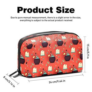 Travel Cord Organizer, Tech Organizer, Electronics Organizer, Cable Organizer Bag, Halloween Cartoon Red