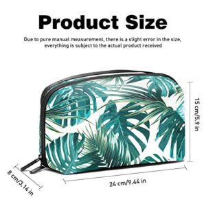 Travel Cord Organizer, Tech Organizer, Electronics Organizer, Cable Organizer Bag, Green Tropical Plants Modern Vintage