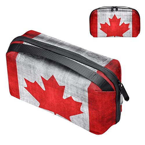 Travel Cord Organizer, Tech Organizer, Electronics Organizer, Cable Organizer Bag, Canadian Flag Vintage Style