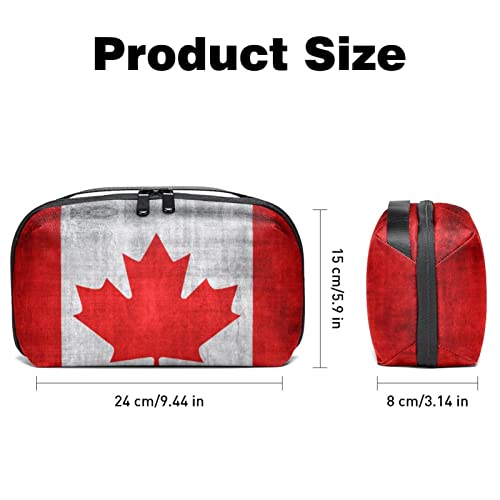 Travel Cord Organizer, Tech Organizer, Electronics Organizer, Cable Organizer Bag, Canadian Flag Vintage Style