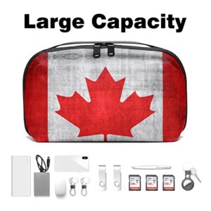 Travel Cord Organizer, Tech Organizer, Electronics Organizer, Cable Organizer Bag, Canadian Flag Vintage Style